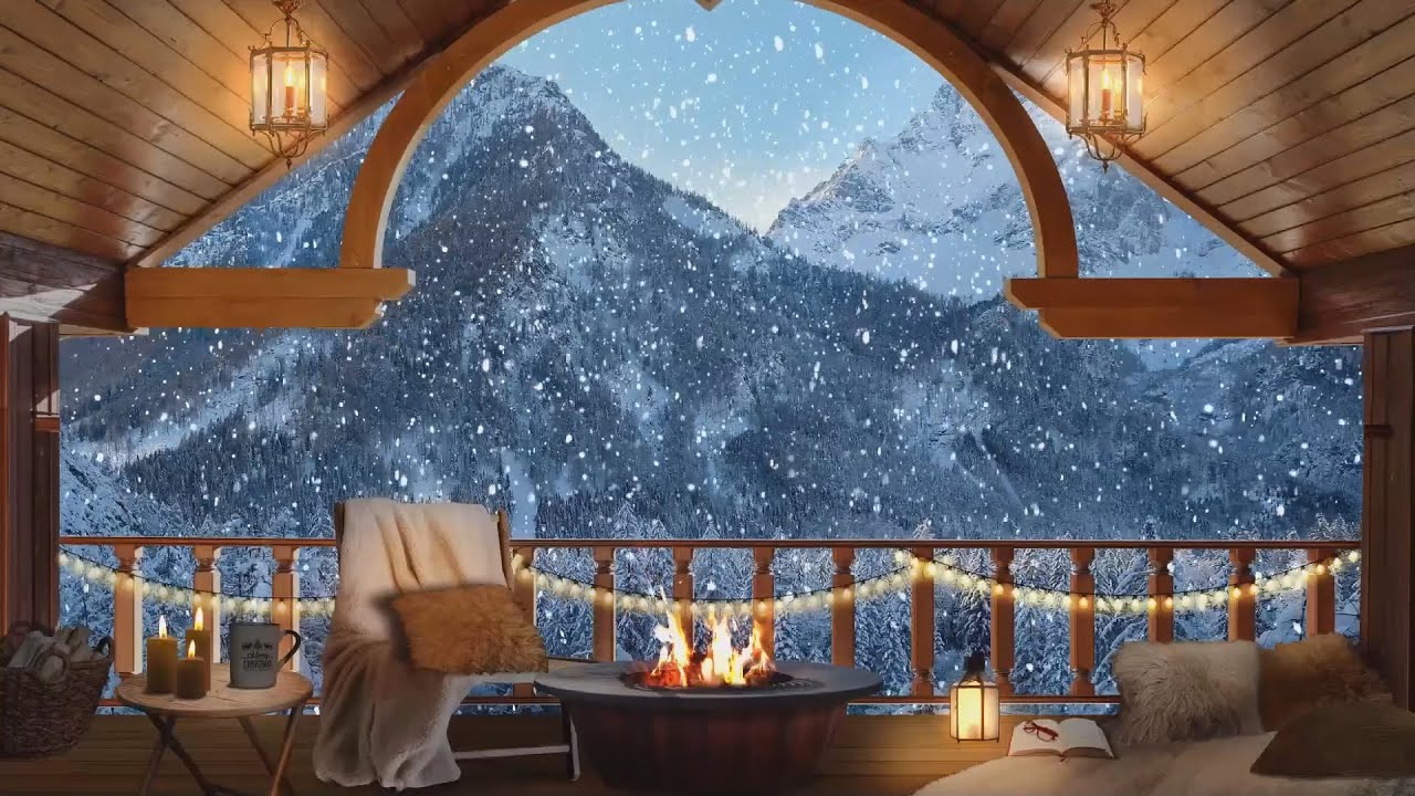Cozy Winter Ambience & Fireplace Sounds | Relaxing Winter Ambience