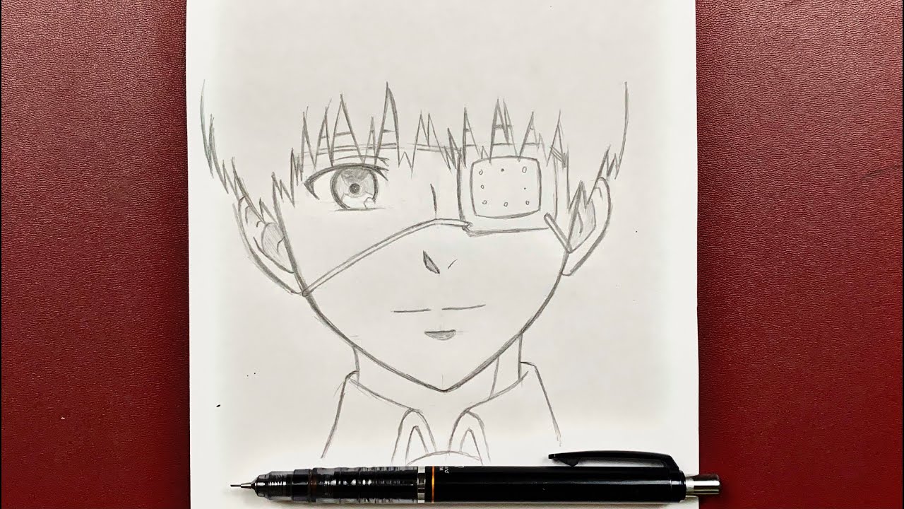 Anime drawing | how to draw Kaneki Ken step-by-step using just a pencil ...
