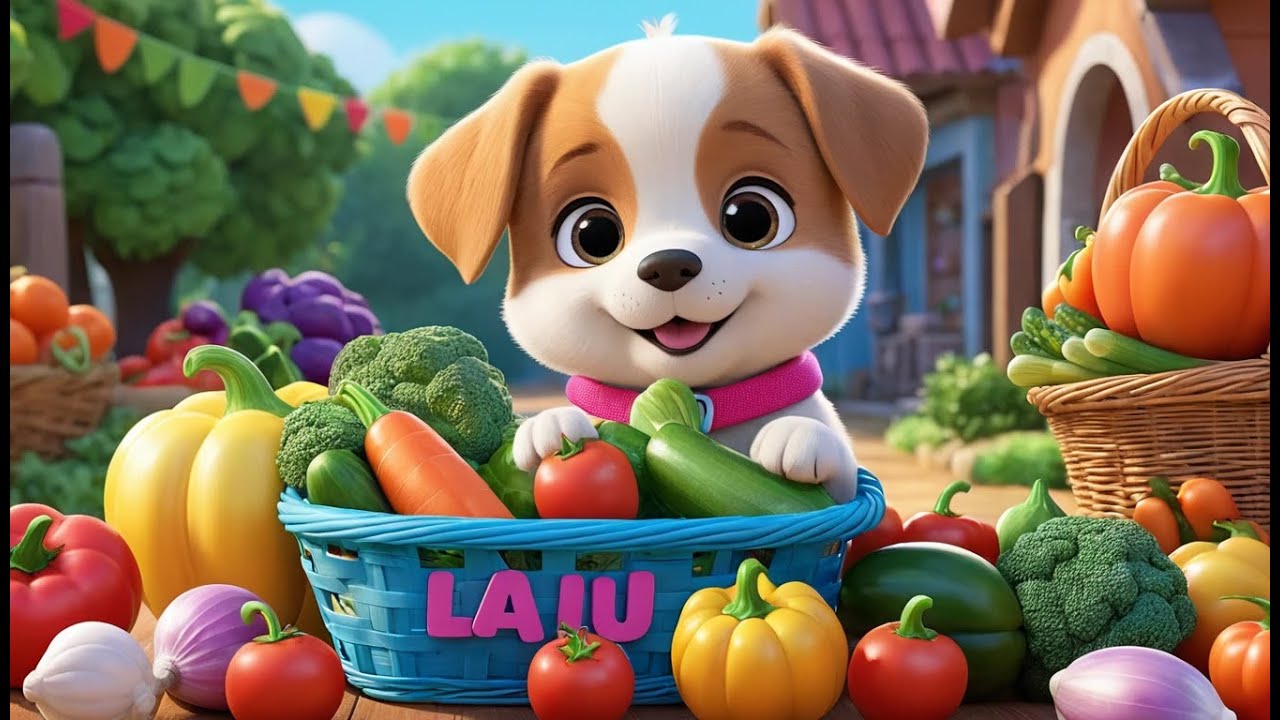Puppy Eats Healthy Veggies | Fun Healthy Food Song for Kids | Playful Nursery Rhyme
