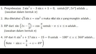 Pembahasan Tipe Tipe Soal Persamaan Trigonometri