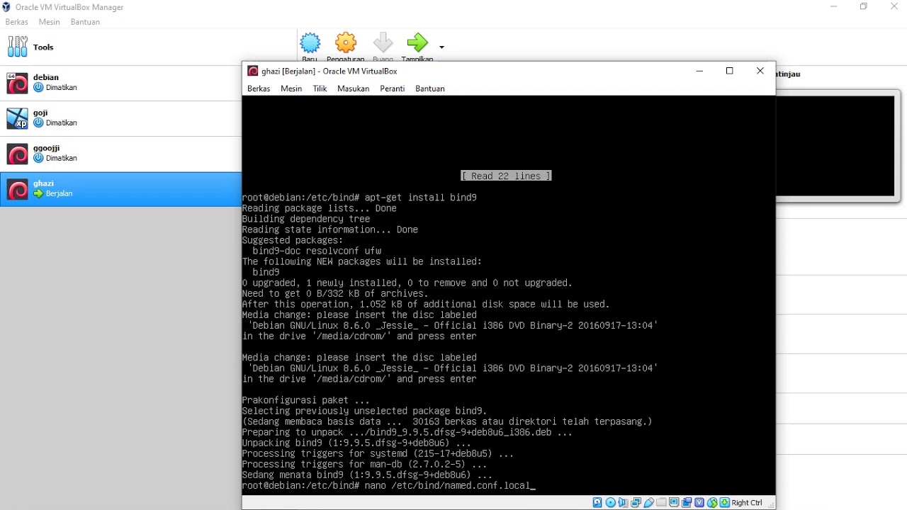 CARA INSTALL DAN KONFIGURASI DNS SERVER DI DEBIAN 8 - YouTube