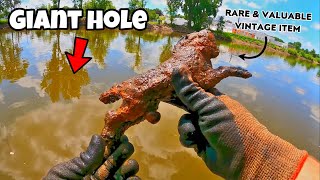 I Found a Giant Hole in the River *STACKED* With Rare Vintage Valuables!!! (Magnet Fishing)