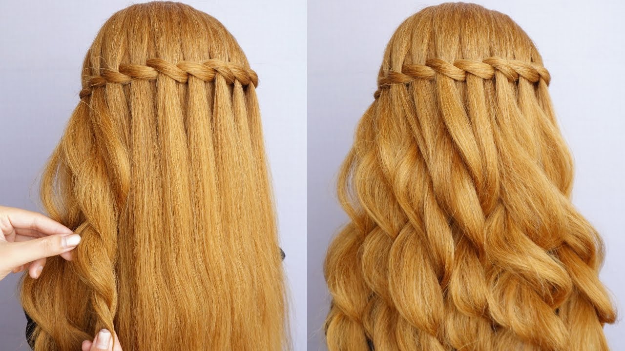 Waterfall braid | Long hair styles, Waterfall braid with curls ... — image 3