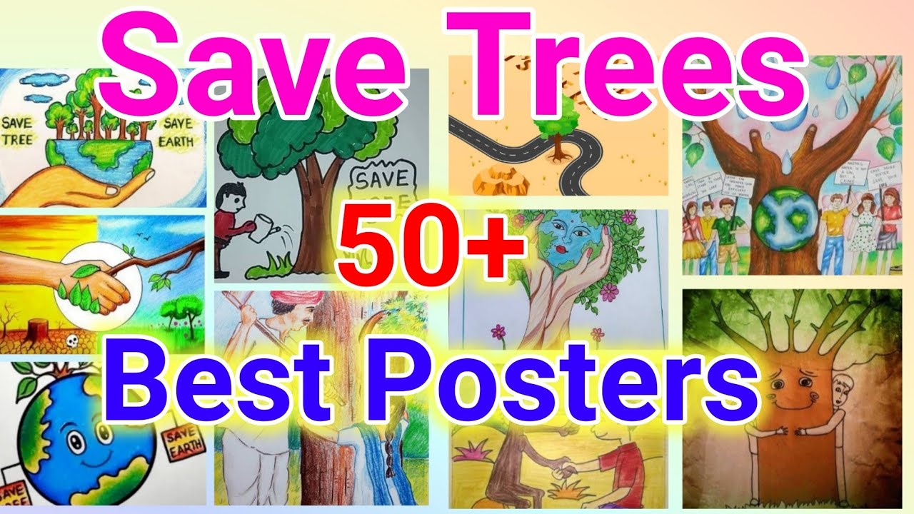 Save trees poster drawing save trees poster ideas easy drawing save