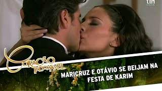 Coração Indomável - Maricruz e Otávio se beijam na festa de Karim