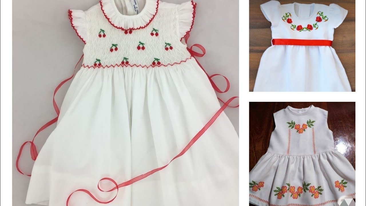 White embroidery dresses designed for baby girl YouTube