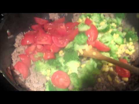 Elbow Macaroni with ground beef and veggies