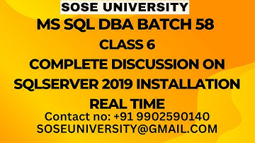 Batch58 MS SqlDBA Class 6 Complete Discussion on SqlServer 2019 Installation||Contact +91 9902590140