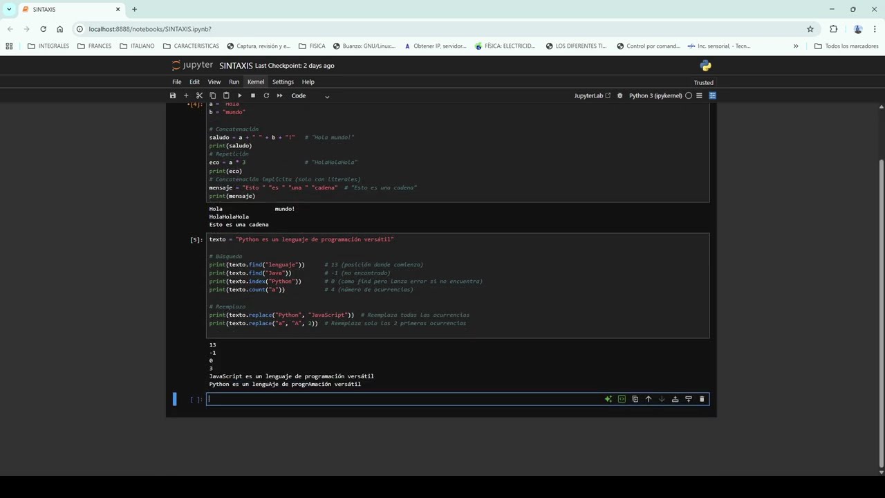 OPERACIONES CON CADENAS (STR) PYTHON