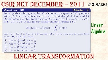 ||CSIR NET MATHEMATICS DECEMBER - 2011|| Q - 23; Part - B|| Linear Algebra|| Linear Transformation||