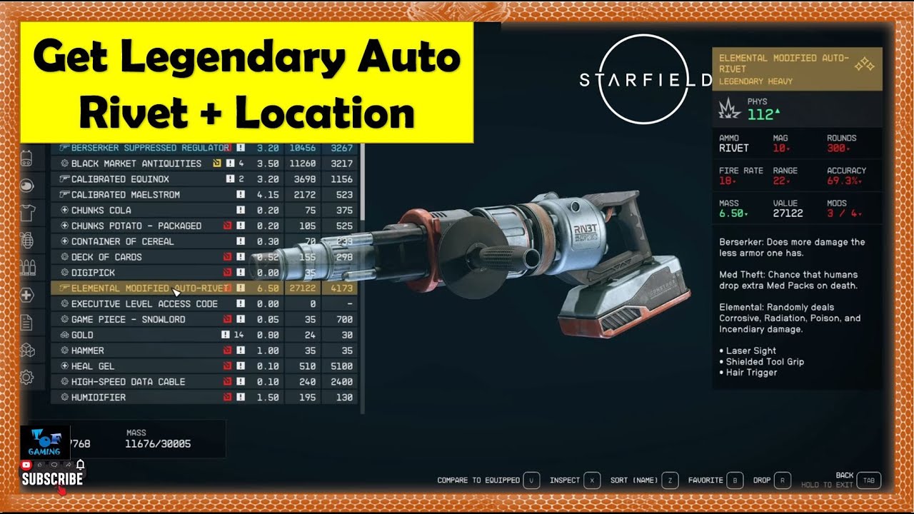 Starfield How to get Legendary Elemental Modified Auto Rivet