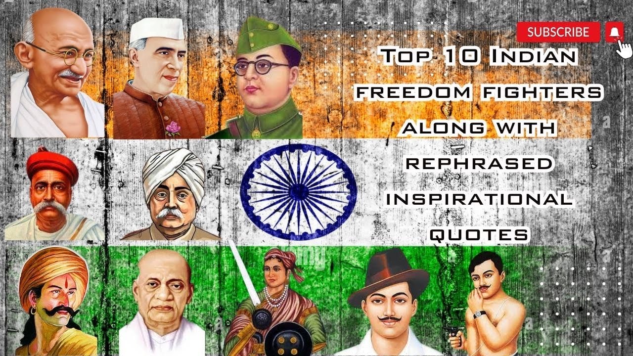 Top 10 Indian freedom fighters along with rephrased inspirational quotes