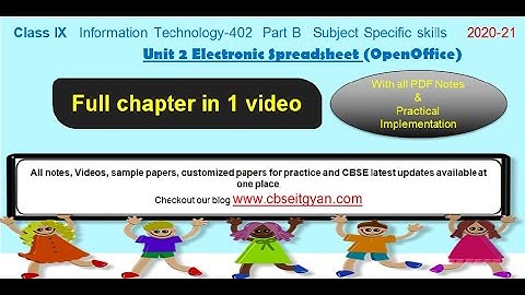 OpenOffice Calc|Electronic Spreadsheet| Part B|CLass IX |InformationTechnology-402|session 2020-21