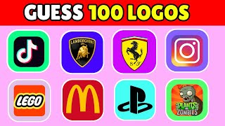 Guess The Logo in 5 Seconds  100 FAMOUS LOGOS / Logo Quiz