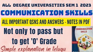 communication skills imp qsns & Ans. Degree sem 1 #communicationskills #2023 Degree new syllabus