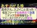 高市さん、スゴイこと言った！住友ファーマ社長発言で急落。ニデック急騰情報モレ？～あす上がる株　2026年１月２０日（火）に上がる銘柄。～最新の日本株情報。高配当株の株価やデイトレ情報～