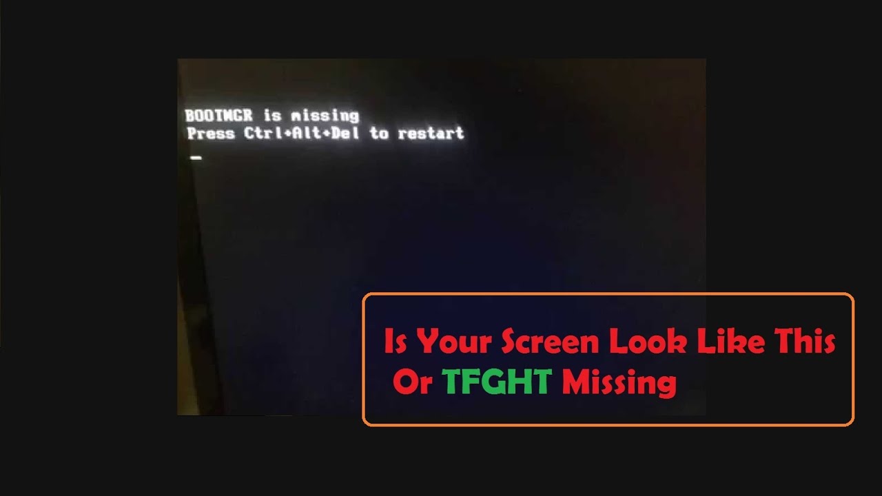 Tfght Bootmgr File Missing Solved In Hindi By Smart Tech Tricks