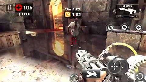 Dead trigger 2 minigun & type 92 level 57 gameplay iOS on hard TDU 50+ take 1 hit with no zombie ...