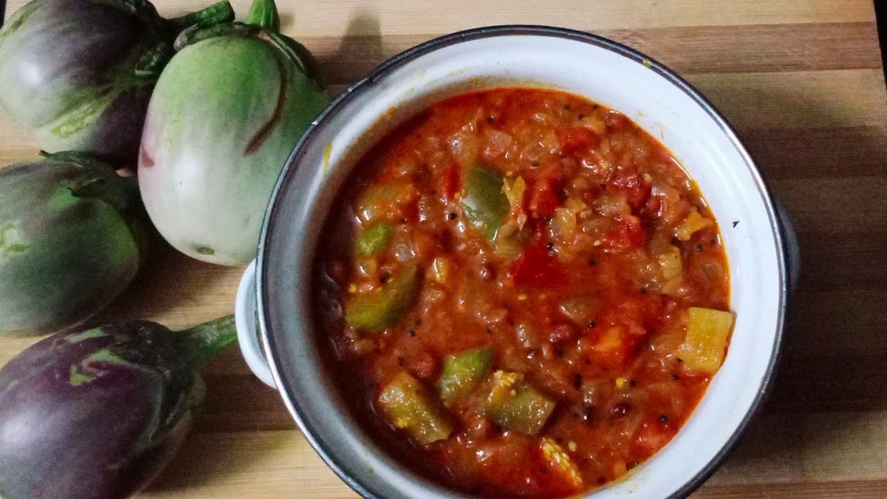 Brinjal Tomato curry in teluguvankaya curry in telugu YouTube