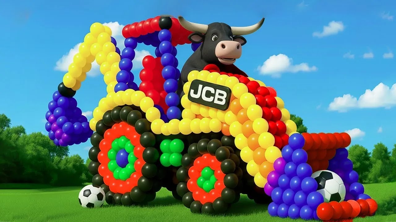 The mascot vibrato assistant JCB and Tractor placed on the football field is popular, co produced