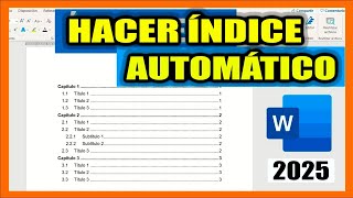Cómo hacer INDICE automático en WORD Normas APA 7ma Edición