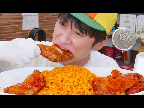 자메이카 통다리구이와 까르보 불닭볶음면을 같이 먹었습니다
