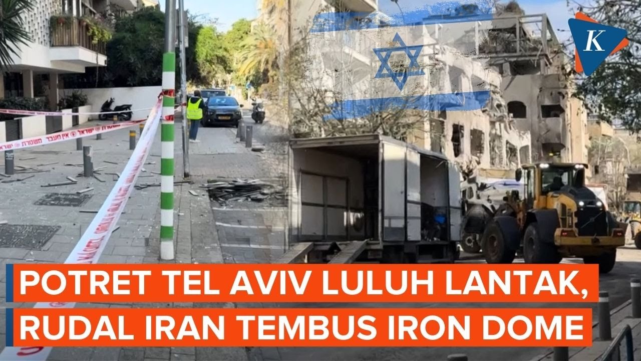 Penampakan Tel Aviv Luluh Lantak, Rudal Balistik Iran Tembus Iron Dome