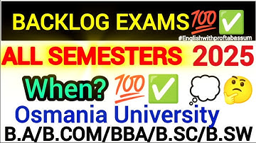 🚨 Osmania University Backlog Exams 2026 | Full Update for All Semesters! Must Watch! 🔥📚💯