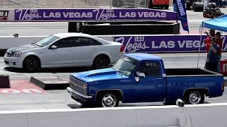 2011 To 2017 Chevy Caprice PPV 6.0L V8 Vs. 1980's Chevy C10 Pickup Truck Drag Race 4K LS Fest West