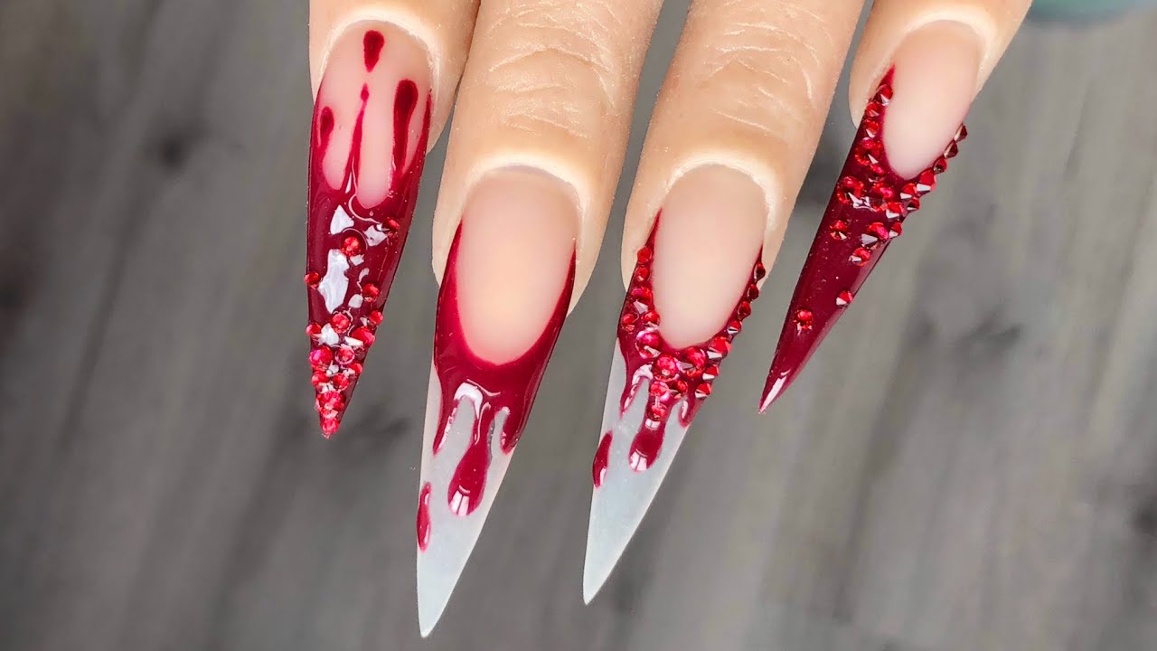 7. Bloody French Tip Nails - wide 1