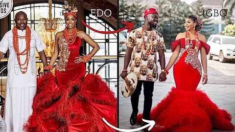 Edo and Igbo traditional wedding attire inspiration | Benin and Esan traditional red dress attire.
