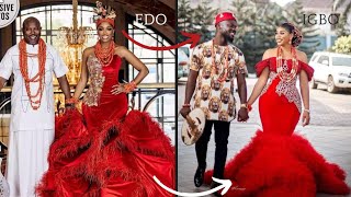 Edo and Igbo traditional wedding attire inspiration | Benin and Esan traditional red dress attire. screenshot 3