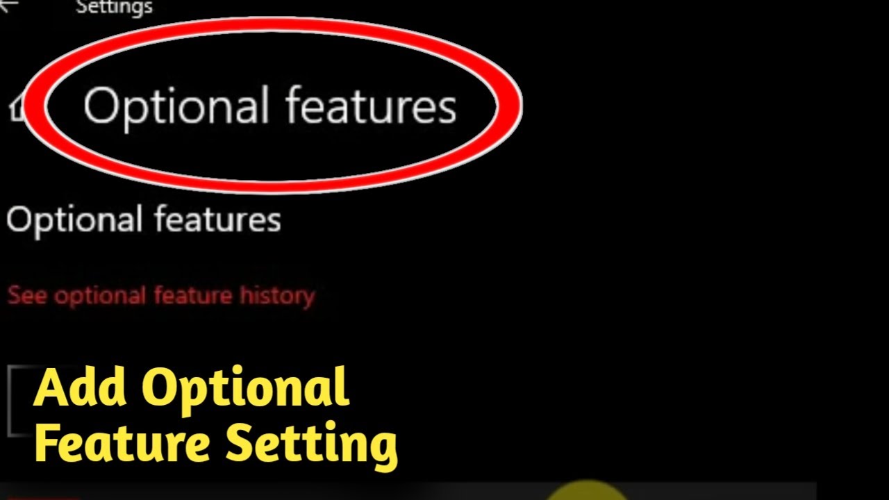 Windows 10 Add Optional Features Setting