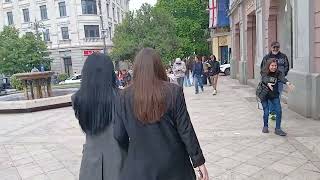 Liberty square in Tbilisi Georgia , street walking tour , beautiful people and view.