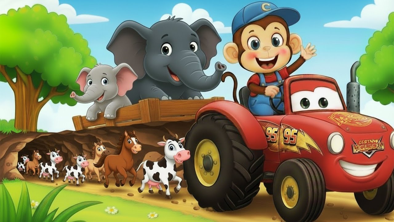 Monkey Funny | Cute Monkey Pipi Lifts a Heavy Tractor Wheel Like a Hero! | Monkey Cartoon