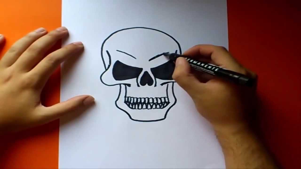 Como dibujar una calavera paso a paso How to draw a skull - YouTube