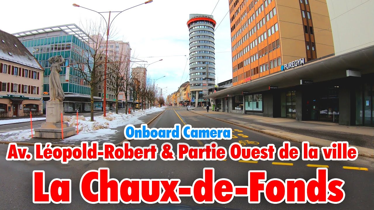 UHD Suisse 340 (Camera on board) La Chaux-de-Fonds, av. Léopold-Robert et partie Ouest de la ville