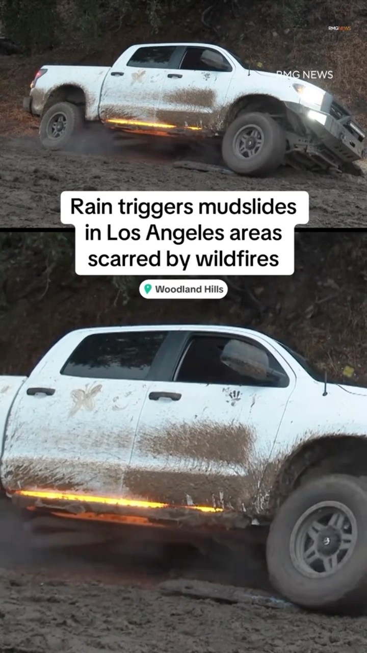 Rain triggers mudslides in Los Angeles areas scarred by wildfires #shorts