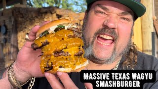 Massive Texas Wagyu smash burger on the Santa Maria with Oak and charcoal by dark side of the grill 425 views 3 months ago 9 minutes, 20 seconds