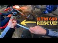 It took 7 people to pull this ktm out of a creek
