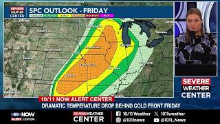 Dramatic temperature drop behind cold front Friday - April 16, 2026