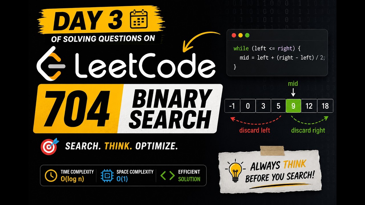 LeetCode 704 Binary Search | Easy Explanation + Code - YouTube