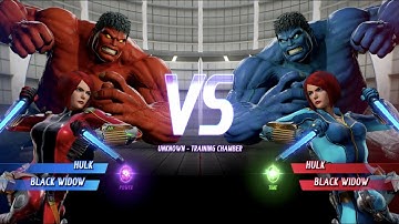 Red Hulk and Black Widow vs Blue Hulk and Black Widow - MARVEL VS. CAPCOM: INFINITE