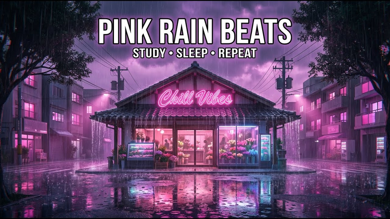 Pink Rain Lofi 💗 Cozy Night Beats | Study • Sleep • Repeat