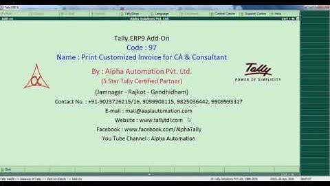 Tally Add On : Print Customized Invoice for CA & Consultant in Tally.ERP9 software.