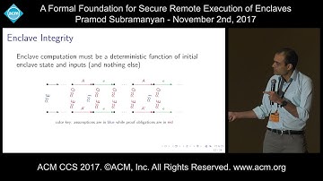 ACM CCS 2017 - A Formal Foundation for Secure Remote Execution of Enclaves - Pramod Subramanyan