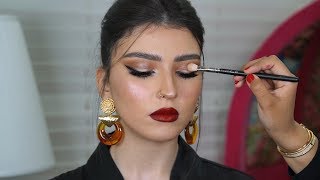 red lipstick & classic eyeliner