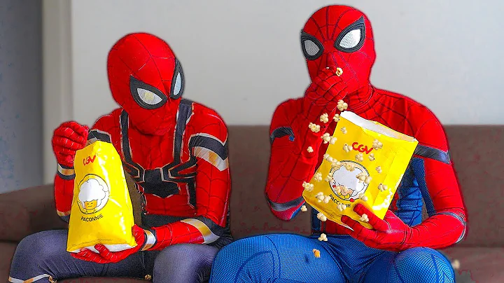 SPIDER-MAN Day Off In Real Life | Popcorn, Watch The Movie and Fighting Bad Guys | Funny Video