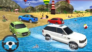 Water Surfer Jeep Prado - Car Floating Race on Miami Beach - Android GamePlay screenshot 2