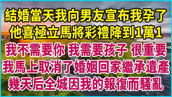 結婚當天我向男友宣布我孕了，他喜極立馬將彩禮降到1萬1，我不需要你 我需要孩子 很重要，我馬上取消了婚姻回家繼承遺產，幾天后全城因我的報復而騷亂 #生活經驗 #情感故事 #深夜淺讀 #幸福人生 - 天天要聞